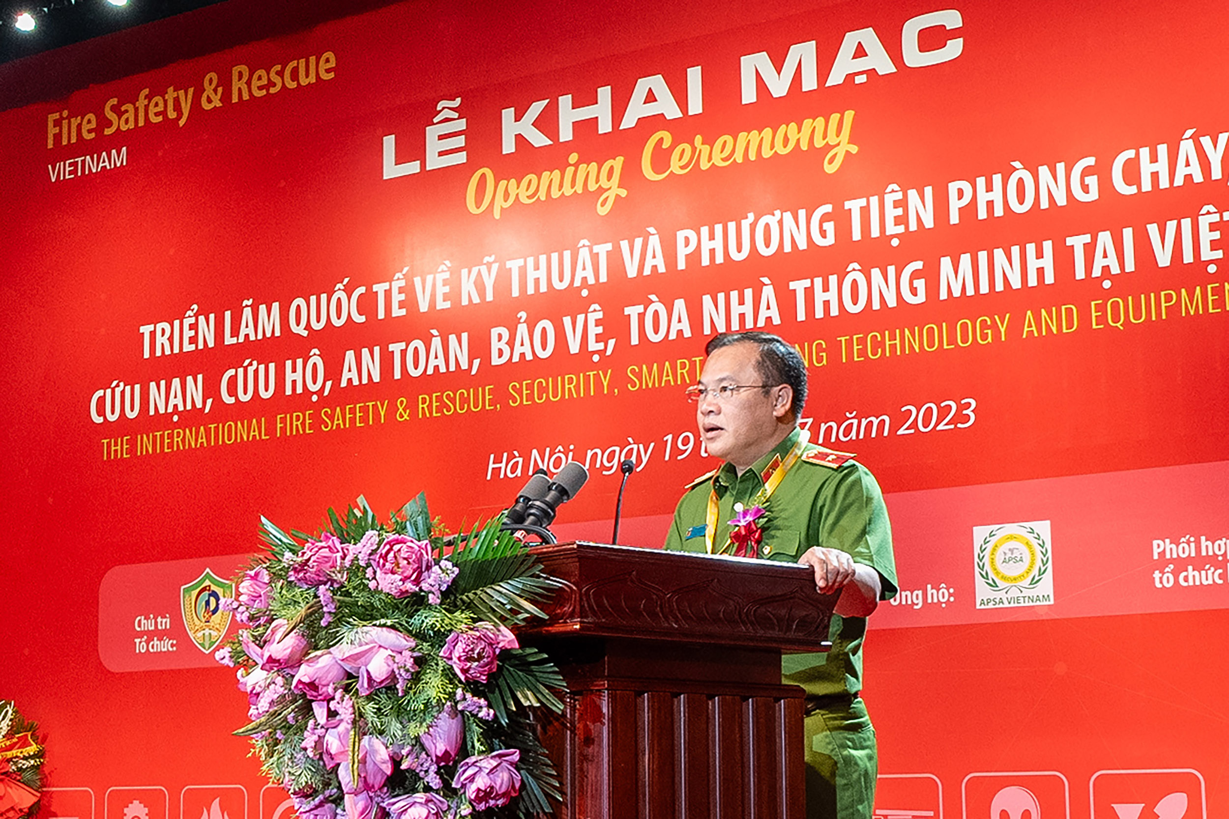 Thiếu tướng Nguyễn Văn Long - Thứ trưởng Bộ Công an phát biểu khai mạc triển lãm.