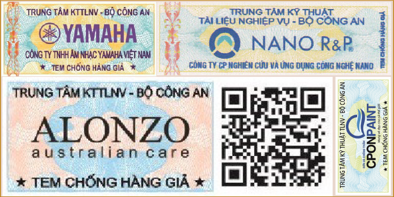 Minh họa: Tem chống giả Bộ Công an, mẫu tem chống giả do Công ty CP GP Chống giả An Hà phát hành